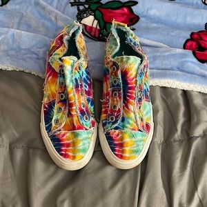 Tie dye blowfish slip on sneakers